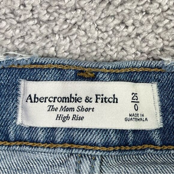 Abercrombie & Fitch Mom Shorts Women’s 25 Blue Cut Off High Rise Distressed - Picture 3 of 8